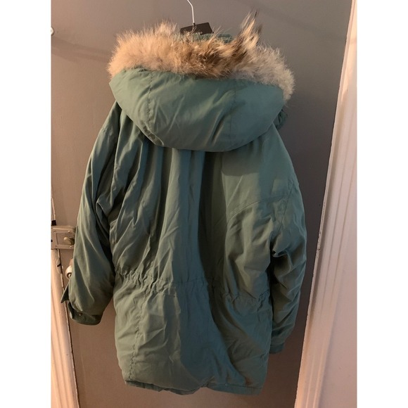 vintage men snow goose down filled parka coat size m in khaki green - Picture 11 of 16
